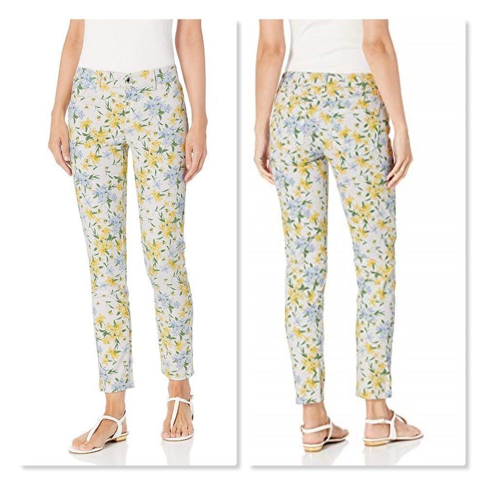Calvin Klein Floral Puckered Cotton Twill Pant